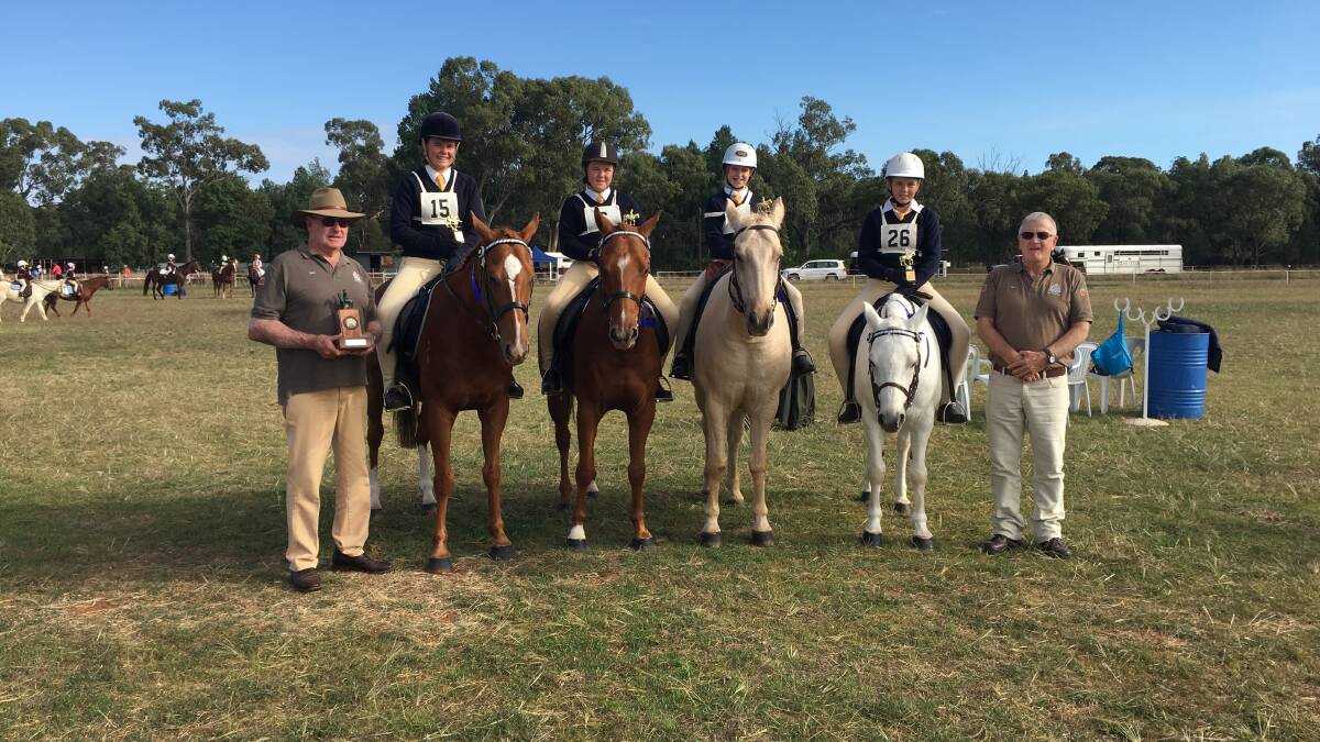 Team of Four winners: Trundle Pony Club, Tiarne Rusten, Jorja Rusten, Phoebe Wright, Laura Rusten.  Next rally day May 7, Trundle ABBA Festival breakfast. Thank you to all competitors, hardworking committee, and family who watched and cheered.