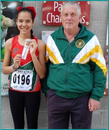 Well Done: Aliethea from Trundle pictured with coach Ian Leonard. An outstanding achievement for Aliethea Stokes.