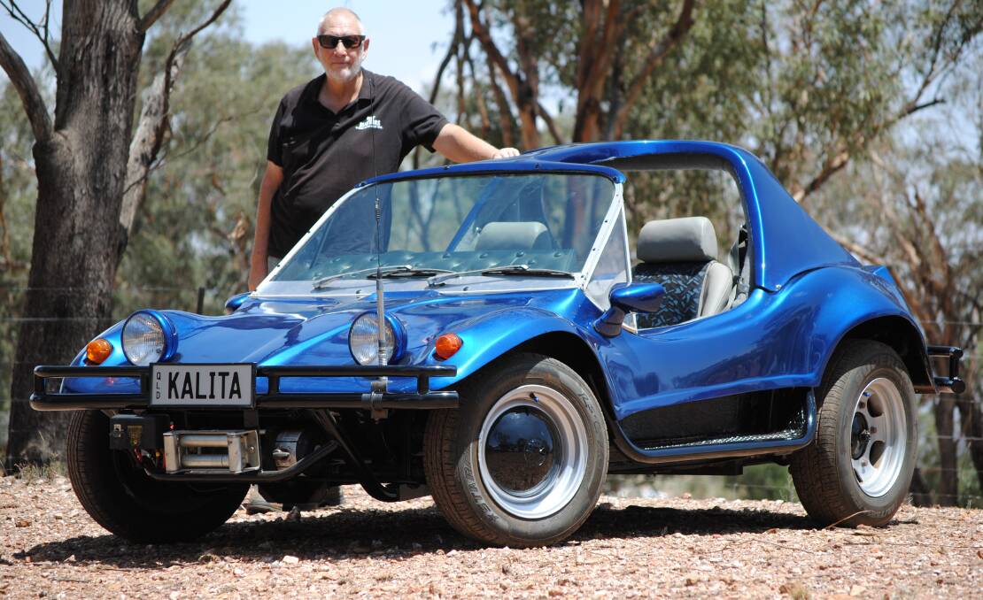 DUNE CLASSIC: Dick Jefferay, Scott Jefferay's father with the Kalita Buggy. Once he gets it home, Scott is looking forward to getting the buggy onto the sand where it's meant to be. Photo: Jeff McClurg