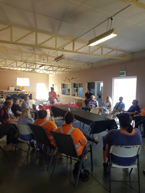 Karryn Keed: Her addressing the services meeting in Peak Hill for the Back to Bulgandramine Gathering.