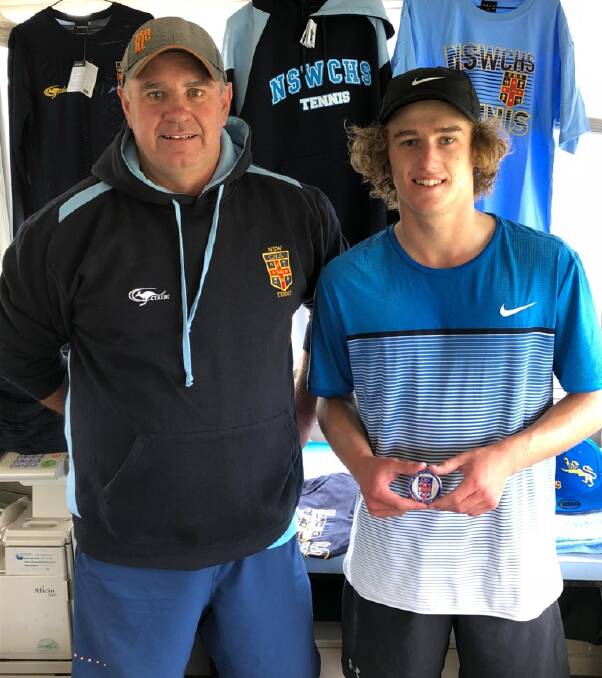 Stirling Effort: NSW Tennis Convenor Andrew Mitton presenting Jake Magill with his silver medal.