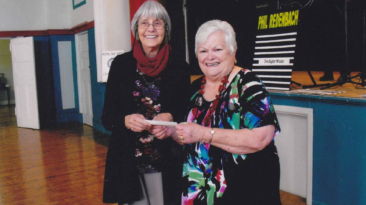 Come and See: A cheque for $250 from excess funds (after paying rent and insurance) was presented to Royal Far West Children’s Health Scheme Trundle Branch. 