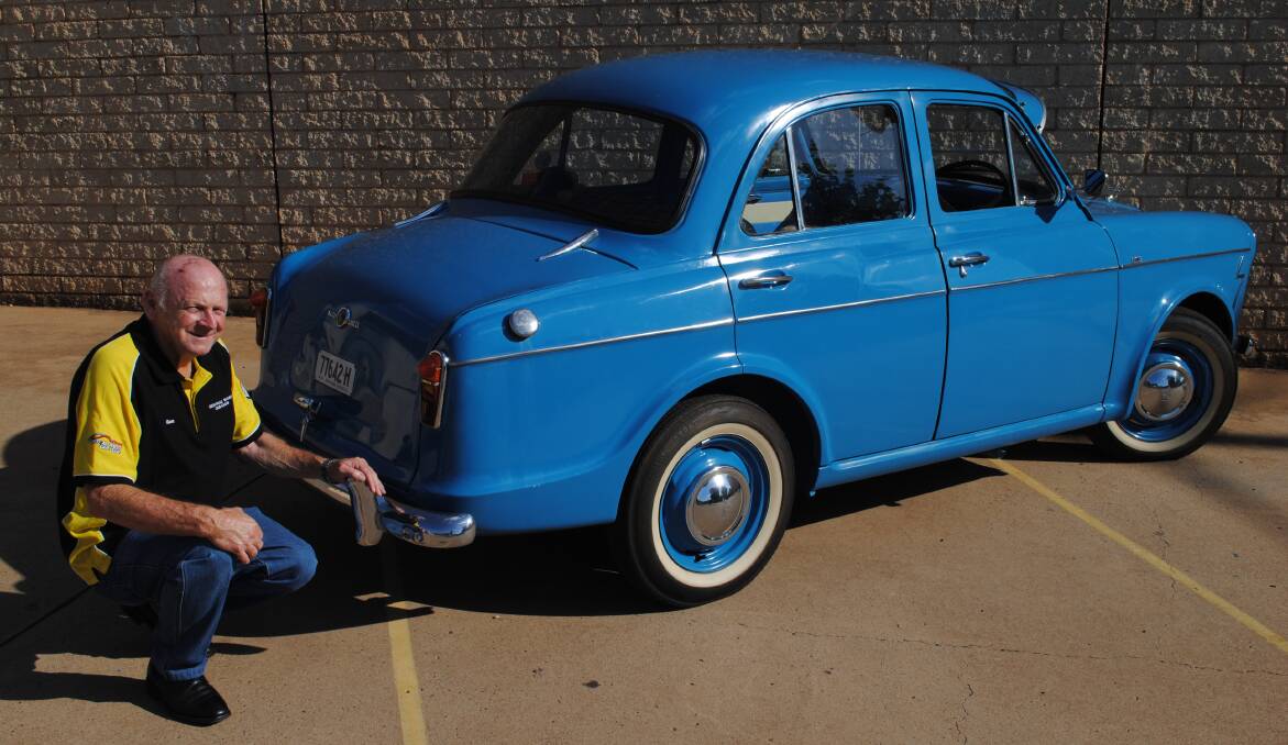 Cute little thing: Ron with his 1957 Austin Lance. Come along and join them as a guest at their regular monthly meetings at 7:30pm on the first Wednesday of each month at the Parkes Leagues Club.
