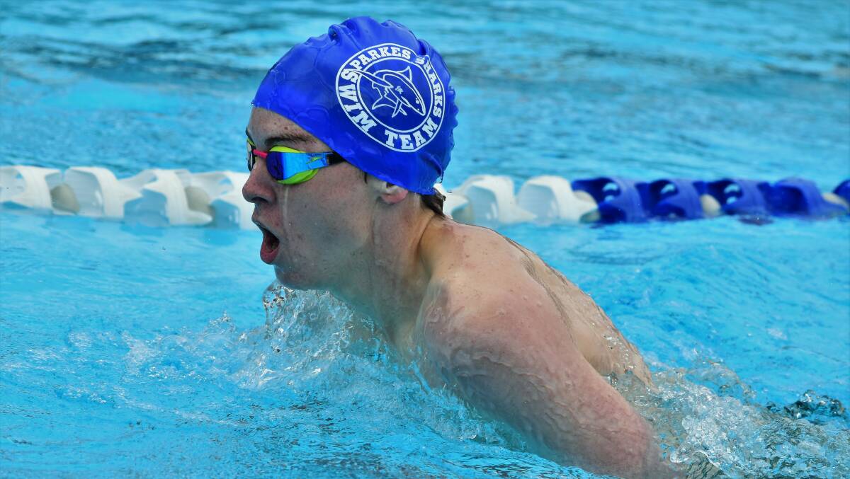 Making a Splash: Nicayden Greenwood at the swimming meet at the Parkes Pool on December 3.