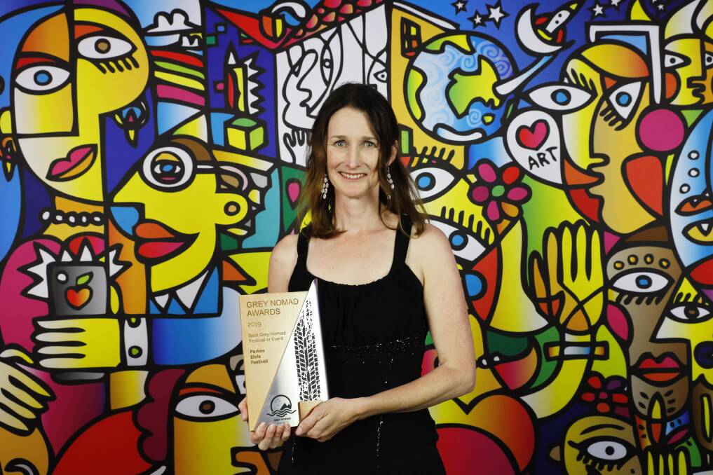 TOP GONG: Parkes Elvis Festival Director Cathy Treasure with the Grey Nomad "Best of the Best" award. Photo: Supplied. 