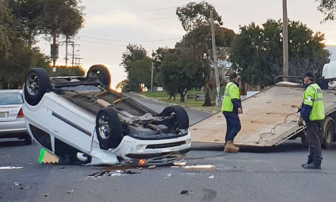 LUCKY ESCAPE: The driver of this vehicle was trapped for a short time after an accident in Thomas Street on Monday afternoon. 