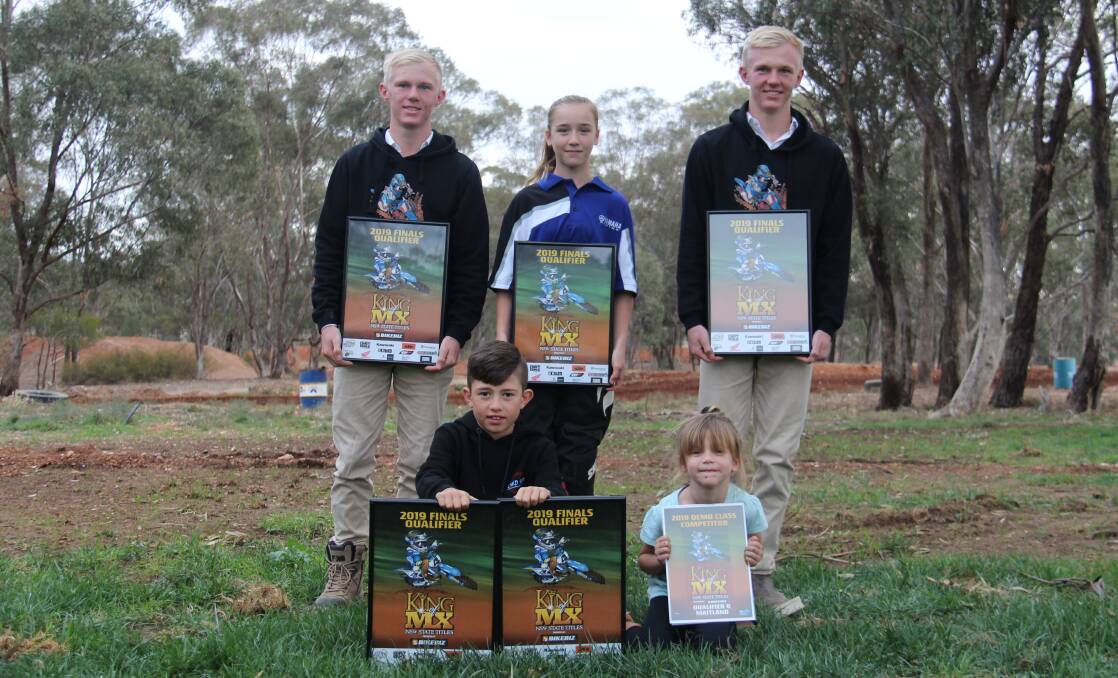 MOTOCROSS MAD: back, from left - Scott Green, Danielle McDonald and Jake Green; front - Kye Kinsela and Jade Mcdonald. Photo: Supplied.