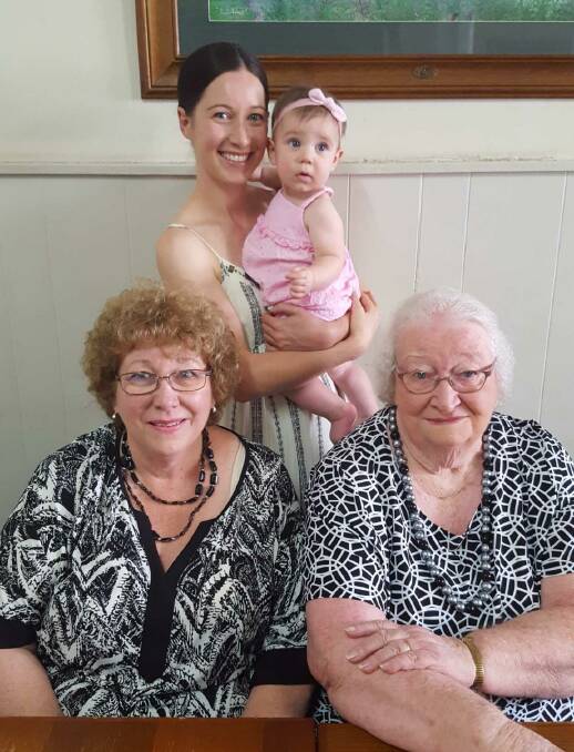 SPECIAL: It was a special day for Parkes woman Fay Ivey (right) and her family when four generations of girls came together for the second time after the birth of her great granddaughter, Tilly. Photo: Contributed