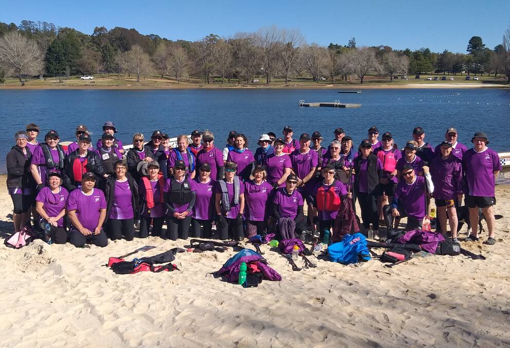 CANOBOLAS CALLING: About 45 dragonboaters from across the Central West trained at Lake Canobolas on Saturday. Photo: SUPPLIED. 