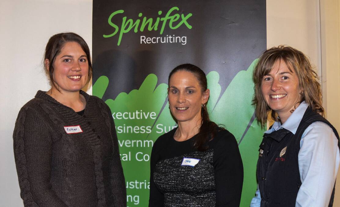 Esther Bruce (NorthParkes Mines), Jane Chung (WIMNET) and Kris Kent representing the sponsor, Spinifex Employment.
