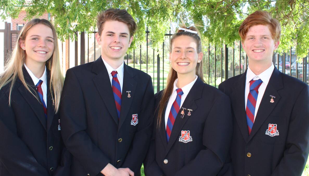 Parkes High School 2019 Captains and Vice Captains, from left - Phoebe Potts (VC), Ethan Pay (C), Becky Wright (C) and Angus Mill (VC). 