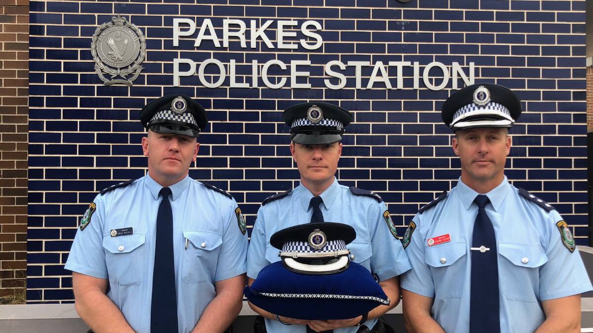 TRIBUTE: Acting Inspector Brad Russell, Senior Constable Daniel Greef and Inspector Shane Jessep will celebrate National Police Remembrance Day this Friday. Photo: Supplied.