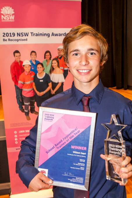 Parkes boy William Searl with his trade winning the Western NSW School Based Apprentice and Trainee Category.