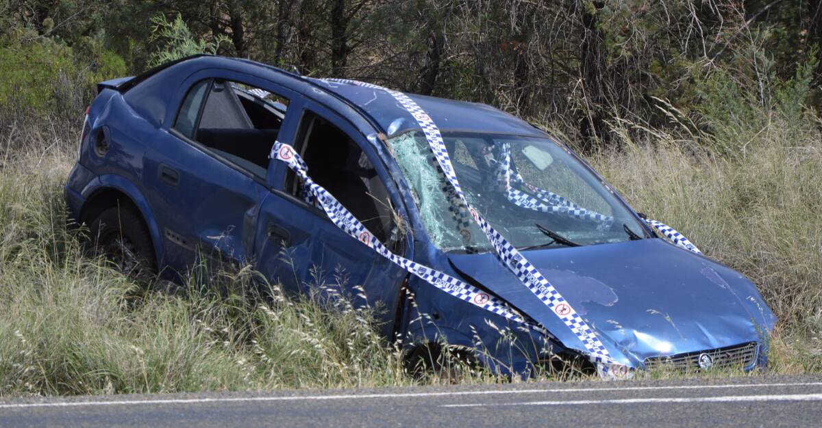 The blue Holden Astra Hatchback was involved in a high speed roll over on the Forbes Road last Thursday night. 