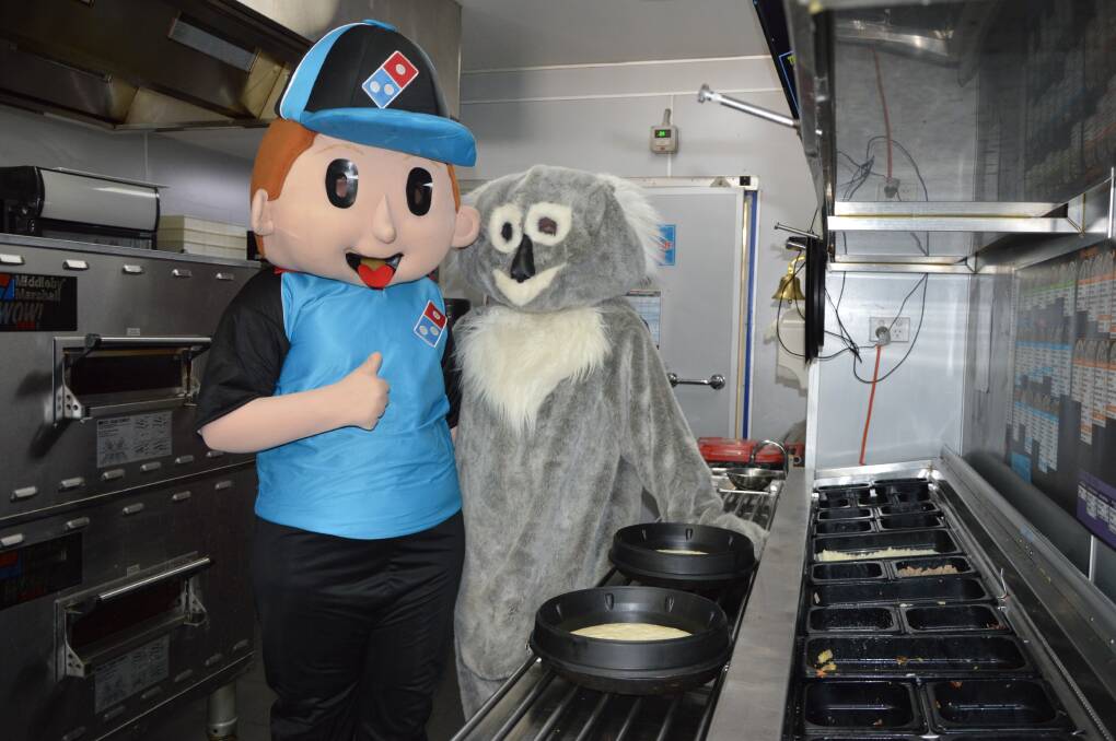 CLEVER COOKS: Pepperoni Pete and Captain Koala making pizzas. The duo have teamed up to make all Gumnut's birthdays a little bit more special. Photo: Barbara Reeves. 
