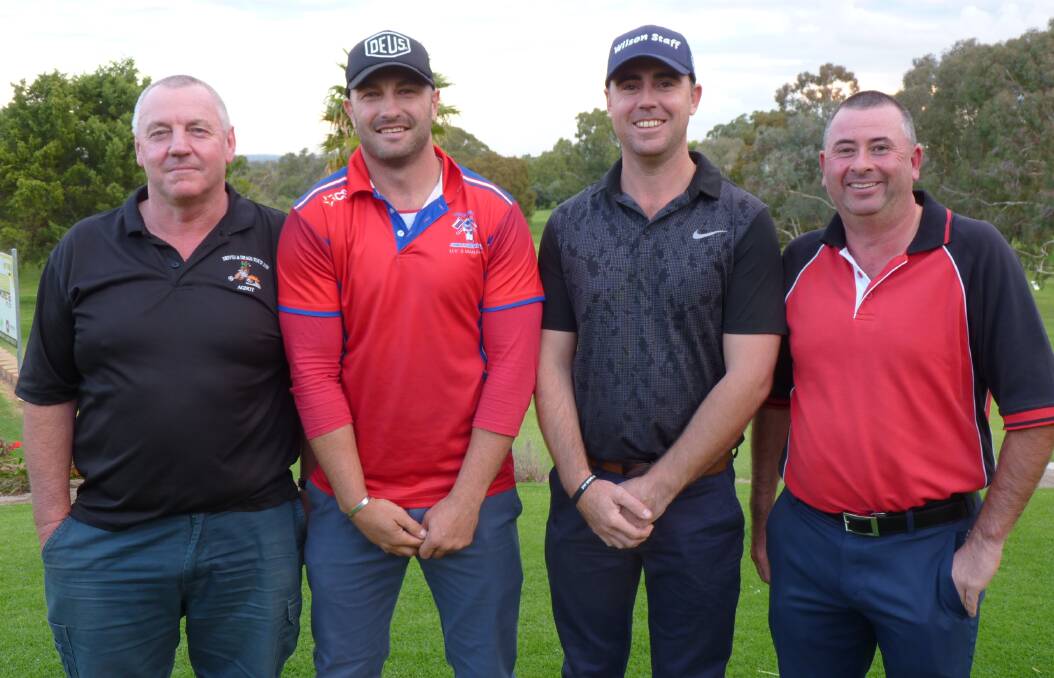The inagural Stoney Creek Medley 3 Ball Stableford has been hailed as a success despite only attracting a small number of players. From left - Sponsor Peter Dixon, winners Luke Clarke and Todd Jayet, and Sponsor John Green.  
