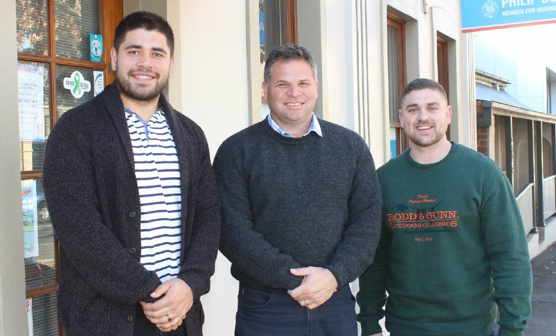 Phil Donato (centre) is pictured with Chris Grevsmuhl (left) and Steve Morris (right) of the Brothers 4 Recovery - Drug, Alcohol & Mental Health Charity. 