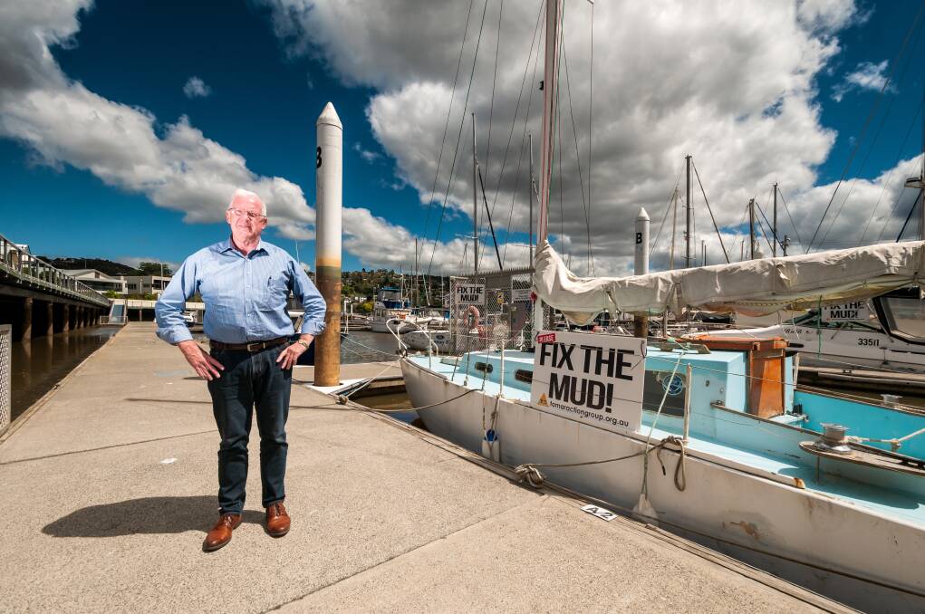 Launceston property developer Errol Stewart has an idea to fix at least one problem with the Tamar River's mud: finding a way to keep the marina functional. Picture: Phillip Biggs