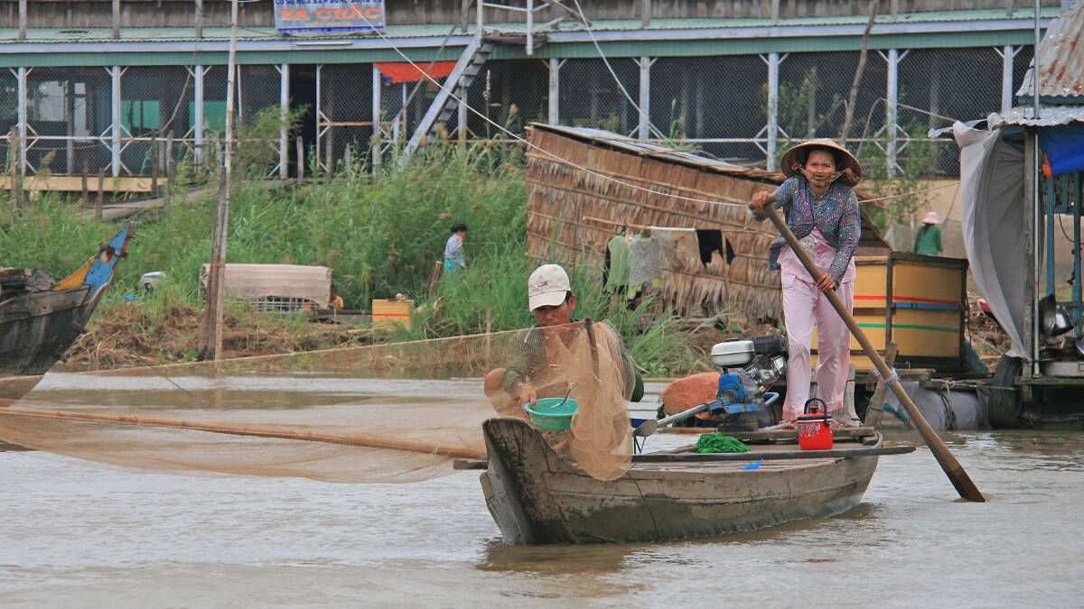 Life on the Mekong … but normally it’s pretty tough. PIC: Sandra Burn White
