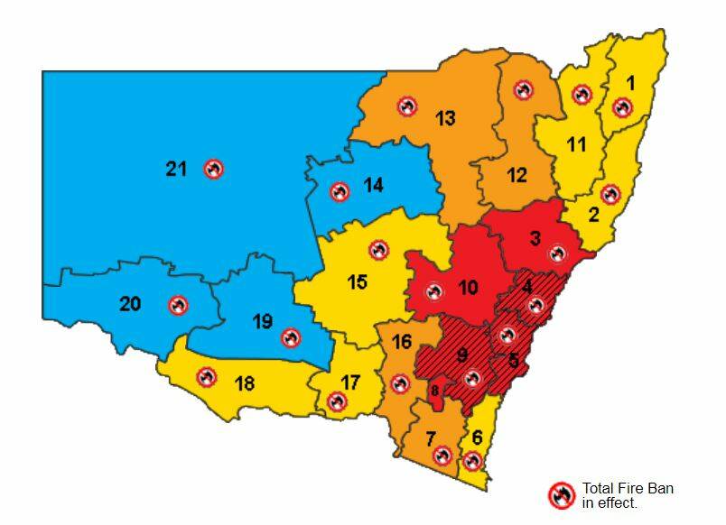 Total fire bans are in place across the state. 