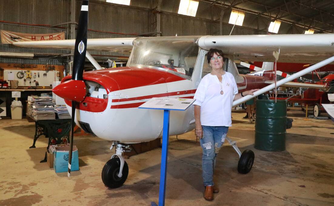 Virginia Wykes OAM with her Cessna 150E, now in the Parkes HARS museum. 