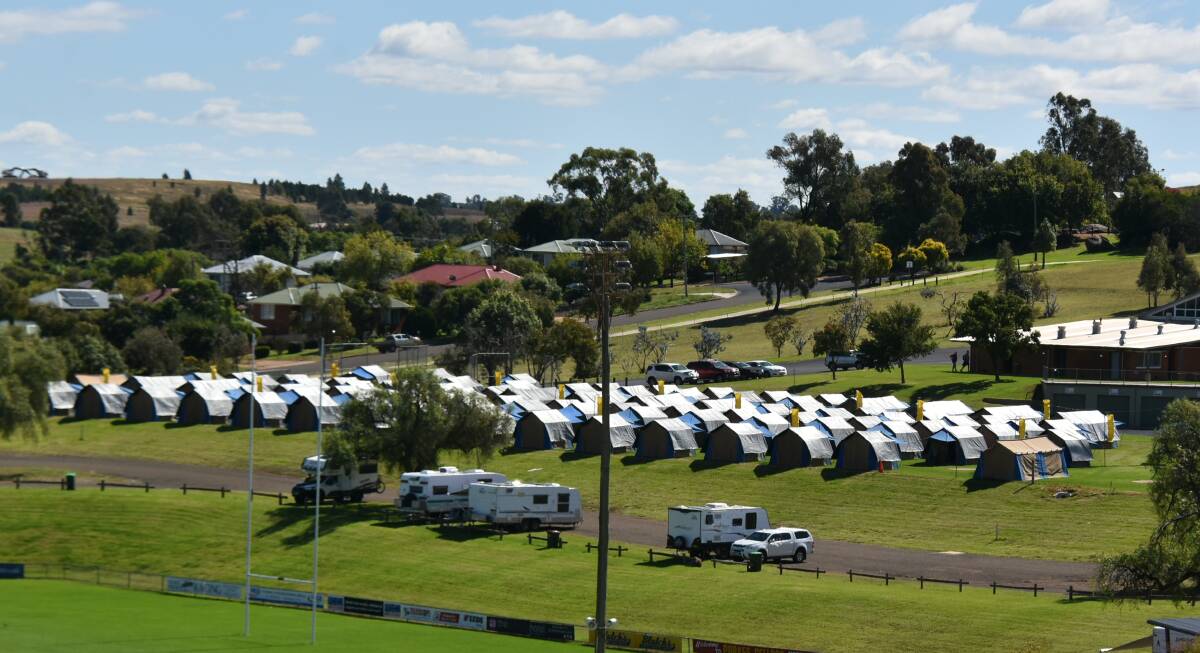 Gracelands on the Green taking shape as vans and motorhomes arrived in Parkes on Wednesday morning.