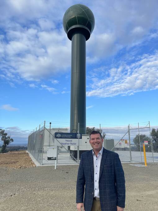 DOPPLER DELIVERS DATA: Minister for Agriculture and Western NSW Dugald Saunders at the Yeoval Doppler site. Picture: SUPPLIED