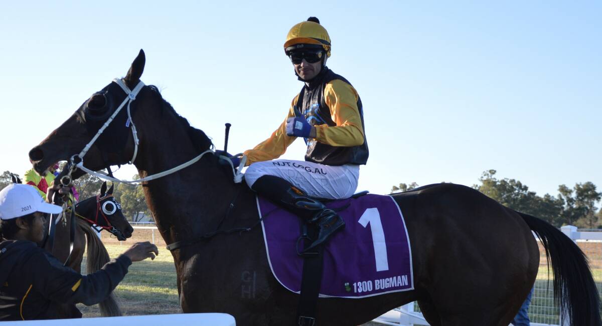 CUP DAY: Matthew Palmer gives the thumbs up as he returns 2021 Parkes Gold Cup winner Hit the Target to scale. Picture: FILE