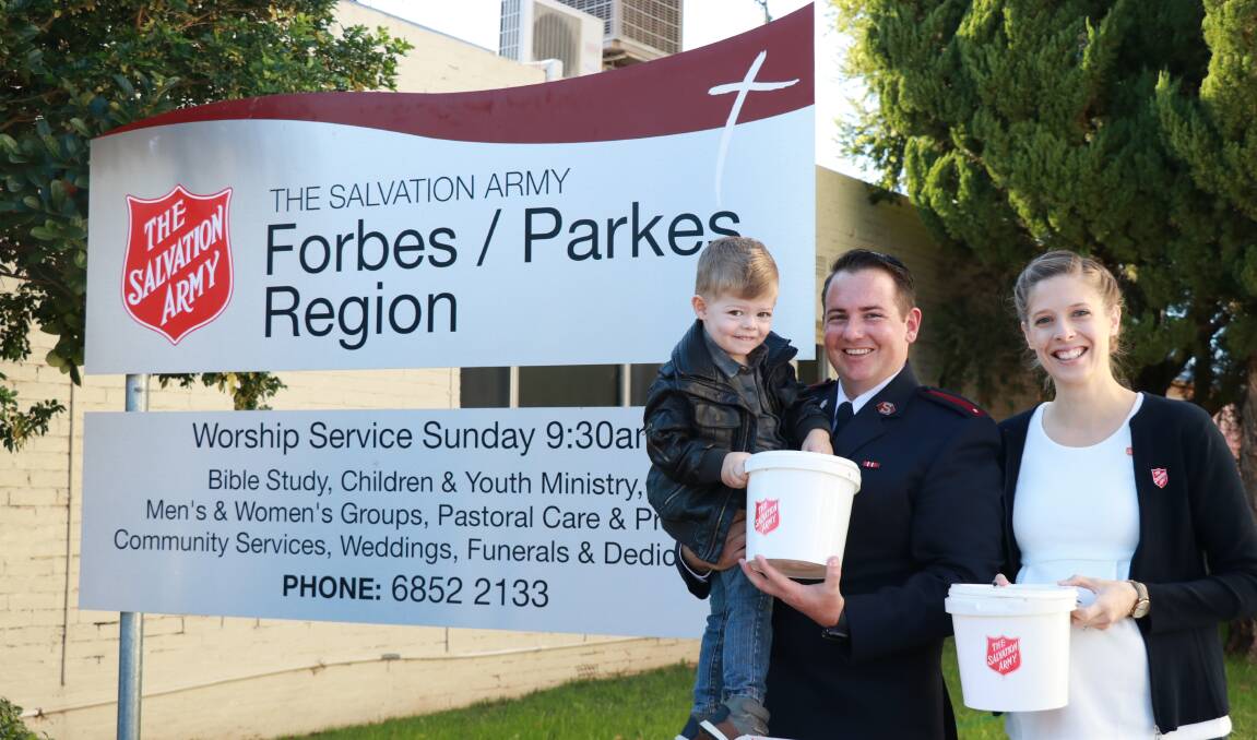 New Parkes and Forbes Salvation Army Lieutenants Cameron and Maryanne Lovering with their son Samuel.