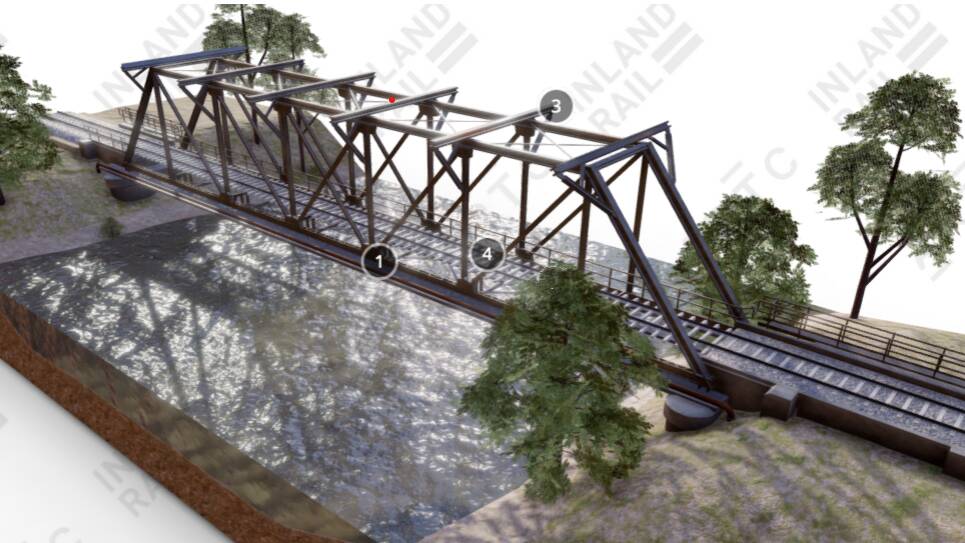 Artwork showing the proposed modifications to the century-old bridge over the Lachlan River at Forbes.