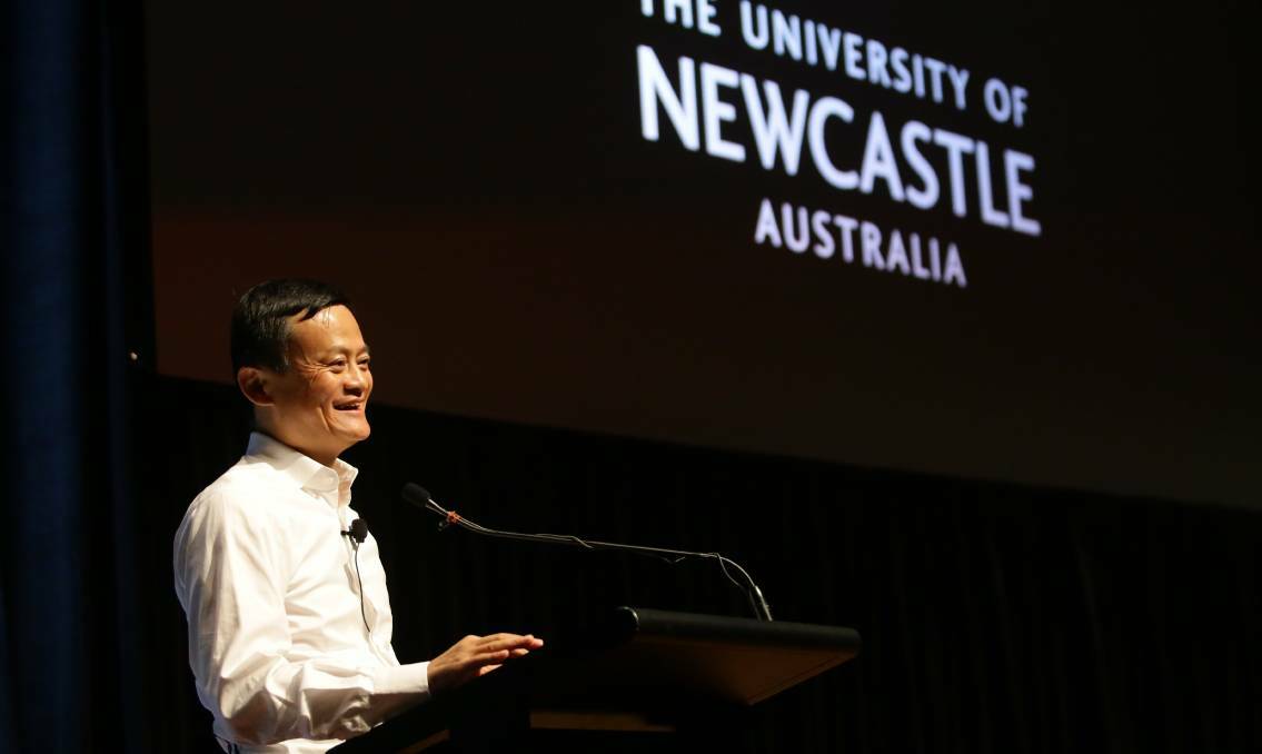 Chinese billionaire Jack Ma at the University of Newcastle. Picture: Jonathan Carroll