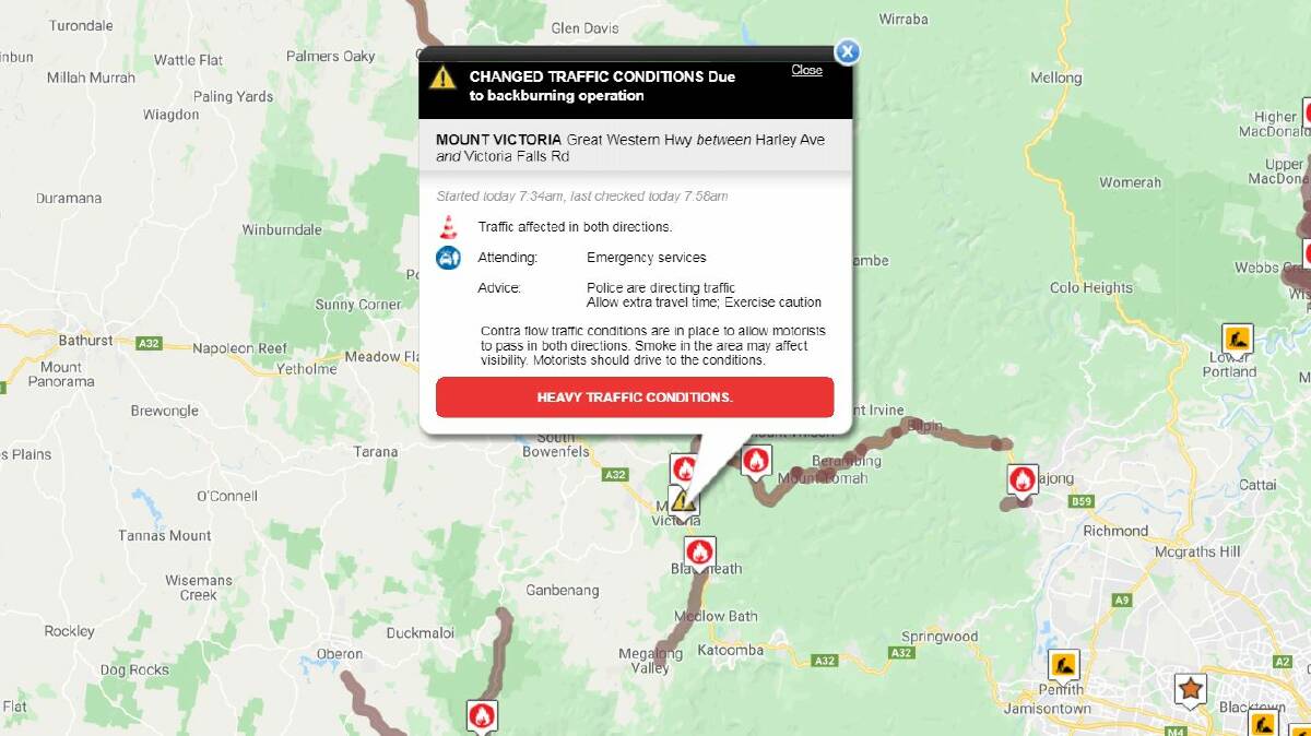 WARNING: Livetraffic.com says motorists should allow extra travel time and excerise caution in the Mount Victoria area.