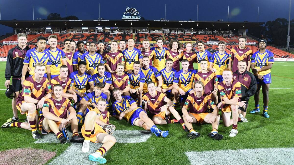 CITY-COUNTRY CLASH: NSW Country and the Harold Matthews representative side duked it out at Penrith on Friday night. Photo: SAM PASFIELD 