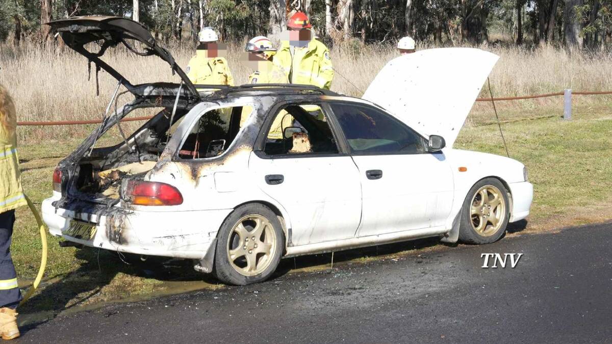 The burnt out car had allegedly previously been used during a police chase through Orange. Picture by Troy Pearson/TNV.