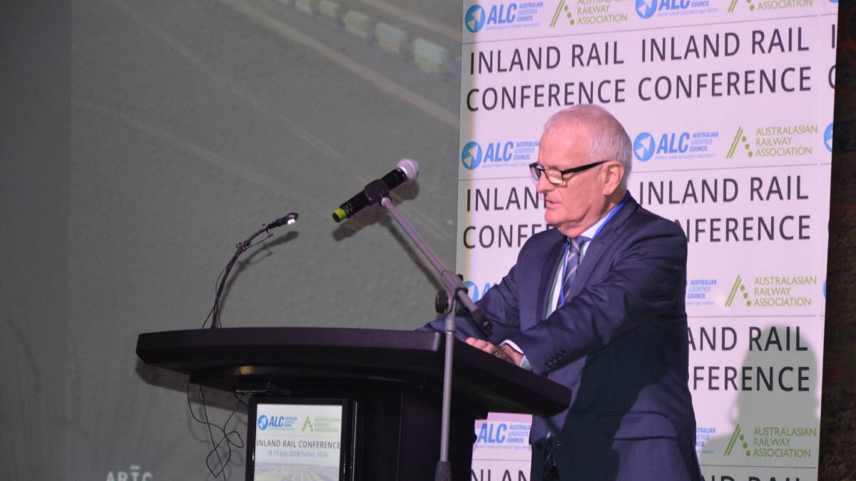 ARTC CEO John Fullerton addressing the Inland Rail Conference in Parkes on Wednesday.