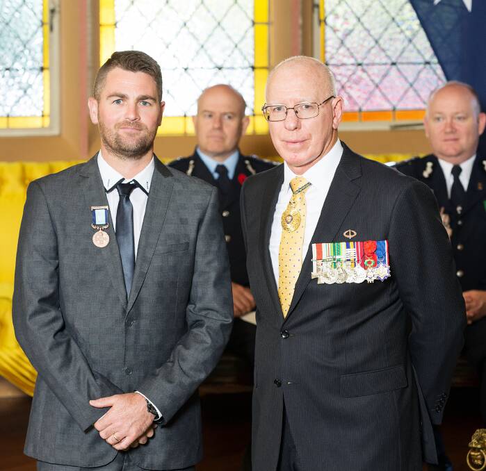Parkes' Travis Boland with the NSW Governor His Excellency General The Honourable David Hurley AC DSC (Ret’d).