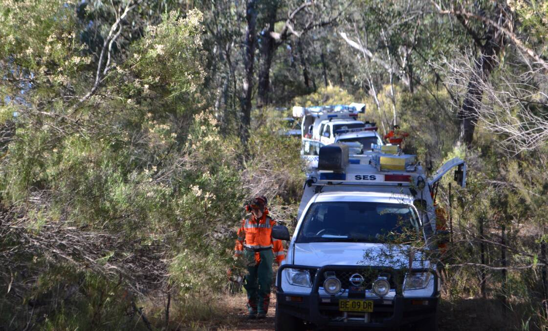 Police and SES searched a property near Gooloogong which is located between Cowra and Forbes, on Thursday for missing Peak Hill man Max Day.