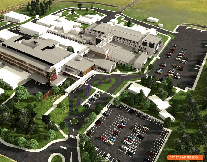 NEW-LOOK HOSPITAL: An artist's impression of Dubbo Hospital after Stages 3 and 4 of the redevelopment, including a new three-storey 'clinical tower'. Photo: SUPPLIED