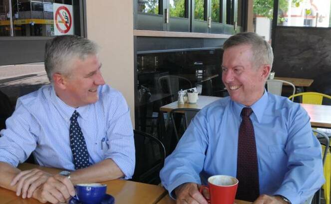 Consultation: Deputy Prime Minister Michael McCormack with Member for Parkes Mark Coulton during a 2017 visit to Dubbo. Photo: JENNIFER HOAR