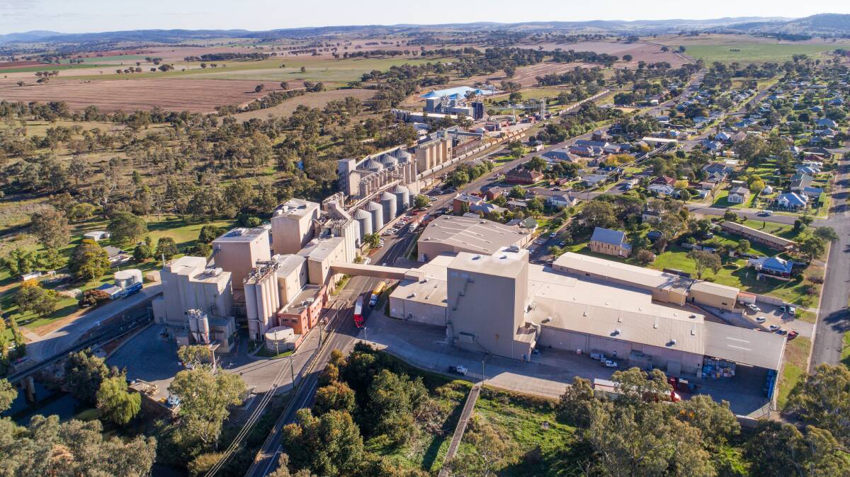 Aerial view of Manildra Group's flagship flour mill located in the central west NSW town of Manildra.