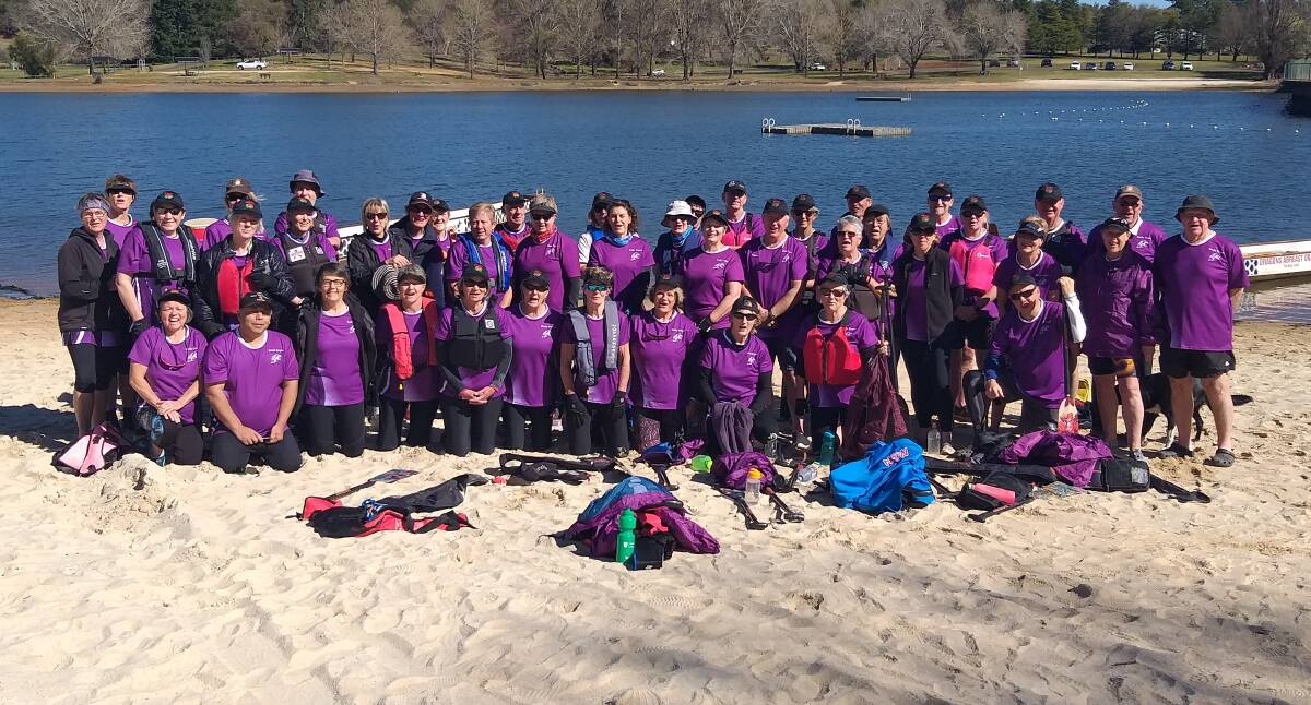 CANOBOLAS CALLING: About 45 dragonboaters from across the Central West tained at Lake Canobolas on Saturday. Photo: SUPPLIED. 