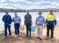 RESTOCKING: From left to right, councillors Daniel Webber and Marg Applebee, Alistair Pearce from Uarah Fisheries, Mayor Ken Keith and Parkes Shire Council's Environment and Sustainability Coordinator, Michael Chambers. Photo: SUPPLIED.