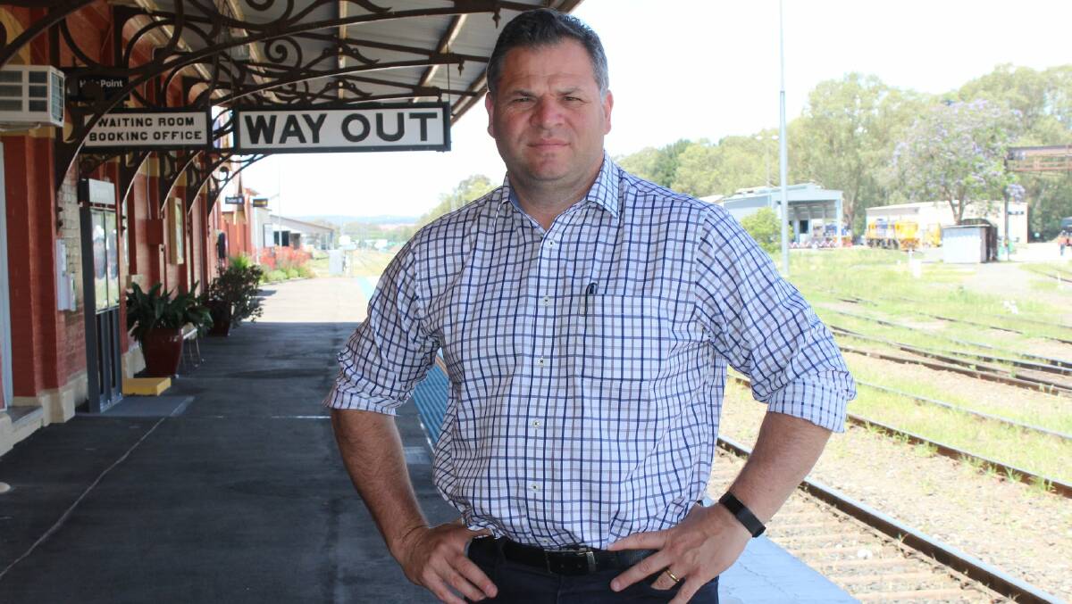 BOOST FOR RAIL: Member for Orange Phil Donato at Parkes Railway Station, which received funding in the latest State budget. Photo: SUPPLIED.