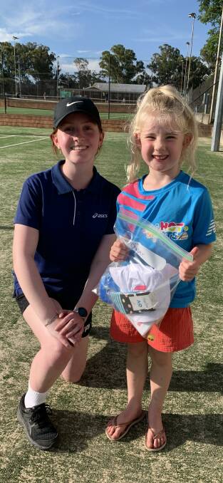 ALL SMILES: HotShots Happy Box Term 4 Winner Piper Slaven with her Coach Nia Boggs. All participants have the opportunity with good sportsmanship. Photo: SUPPLIED.