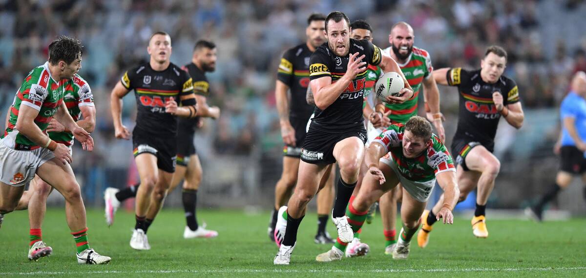 CENTRAL WEST STARS: Dubbo's Isaah Yeo sets up the most important try of the season for the Penrith Panthers in the preliminary final. PHOTO: NRL.
