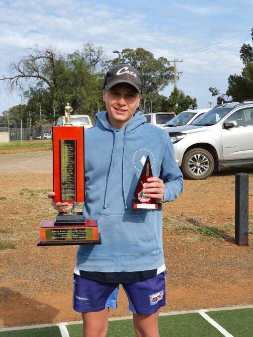 Under 17's Kevin Klein Award for Sportsmanship & Achievement: Harry Bayliss with his awards. Photo: Supplied.