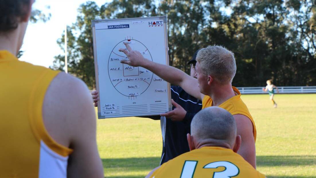 Mitch Stubberfield coaching the AFL Central West representative team on the South Coast earlier this year.