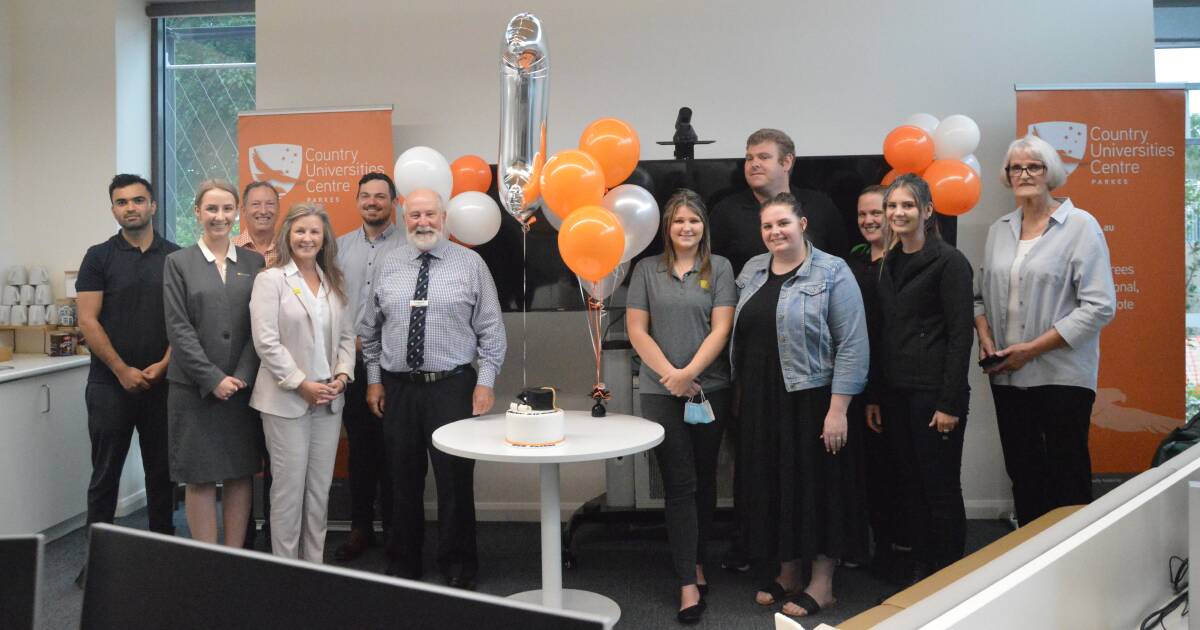 Students, board members, councillors and manager Jacob Cass celebrate the first birthday of the CUC in Parkes.