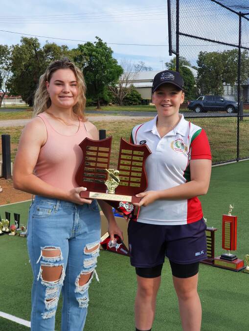 Keegan Tucker Encouragement Award for Girls: Abigail Simpson (left) and Maddy Spence at the PDJCA presentation. Photo: Supplied.