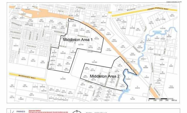 The two residential release zones in Middleton.